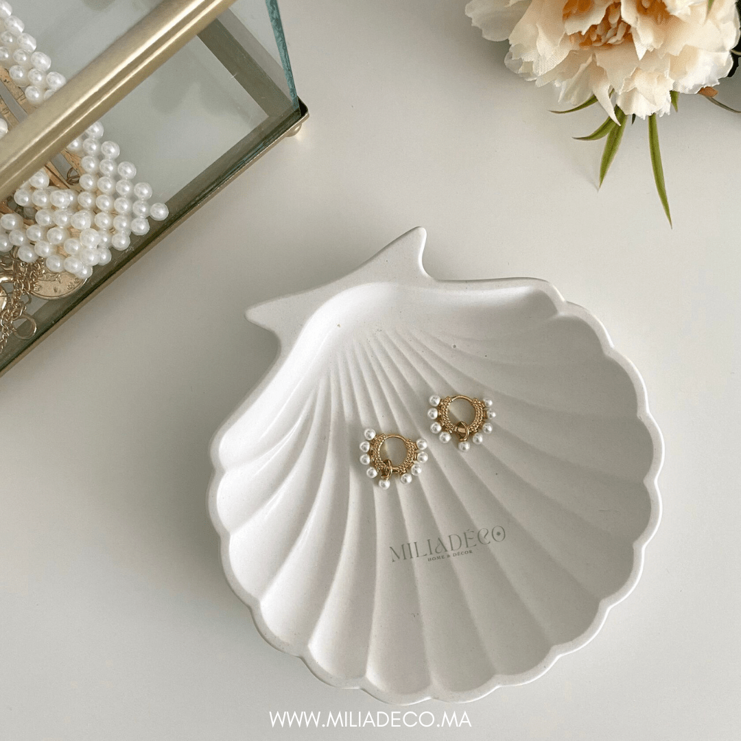 Coquille de palourde, plateau à bijoux,
