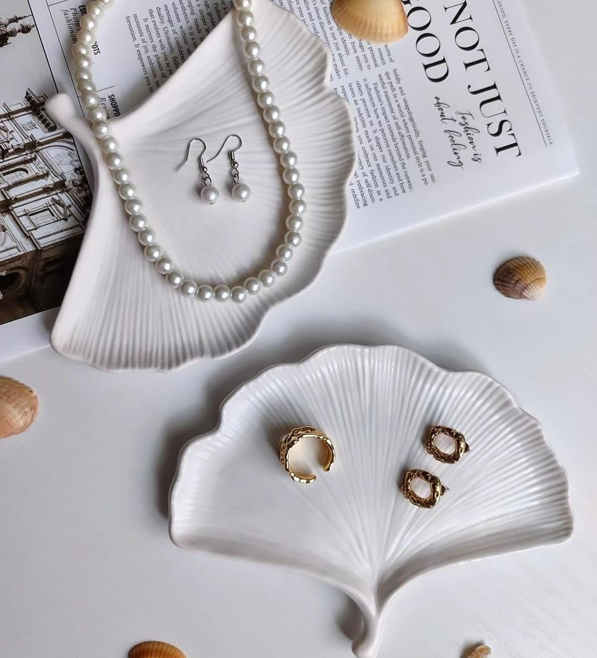 Coquille de palourde, plateau à bijoux,