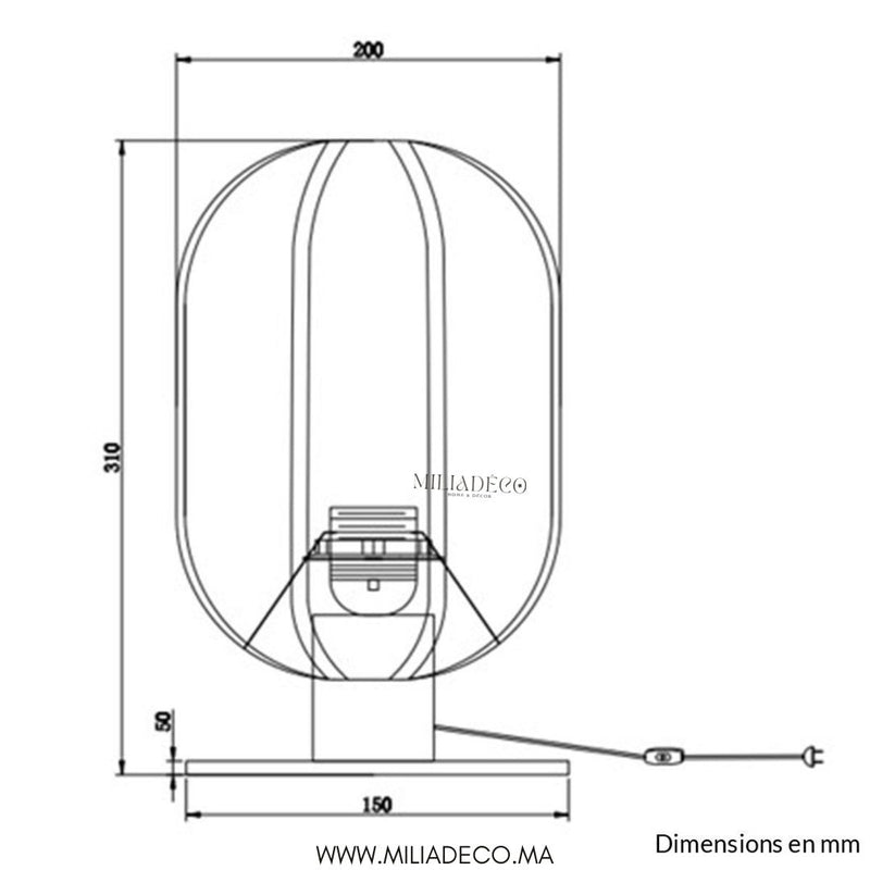 Lampe à poser NEST en cannage naturel et métal noir